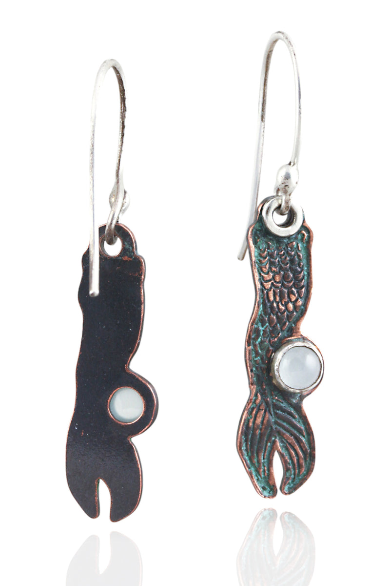 Patina: Turquoise Mermaid with Mini Aquamarine Bubble Dangles
