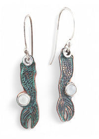 Patina: Turquoise Mermaid with Mini Aquamarine Bubble Dangles