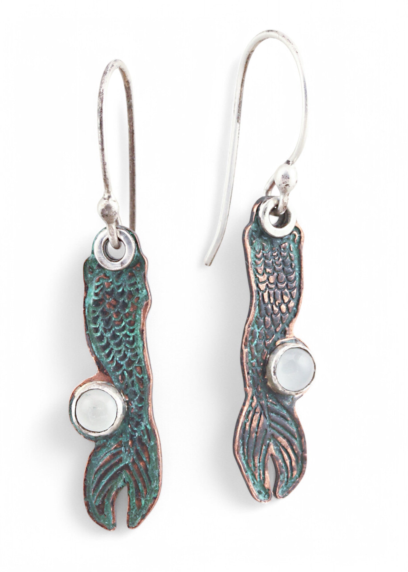 Patina: Turquoise Mermaid with Mini Aquamarine Bubble Dangles