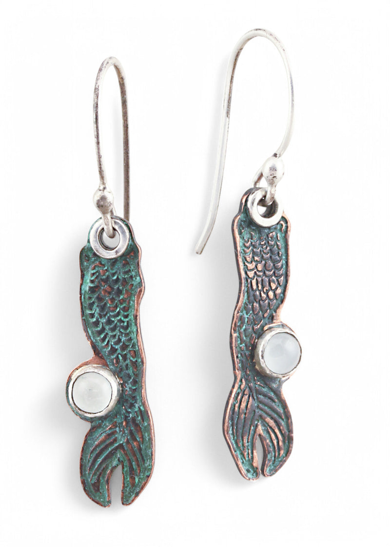Patina: Turquoise Mermaid with Mini Aquamarine Bubble Dangles