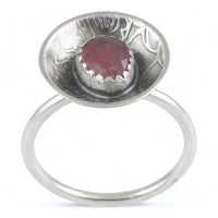 Pink Tourmaline Sterling Rose Dome Ring Size 6.5