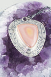 Pink Wonderstone Shield Pendant by CreativeDexterity - closeup