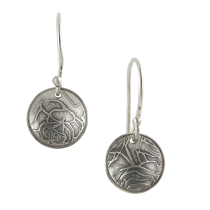 Handmade 925 Earrings featuring a rose etched pattern on the front.