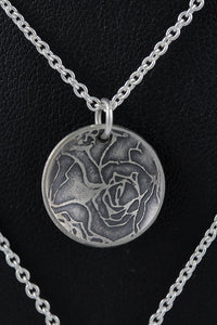 Rose Etched Disc Pendant