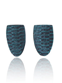 Teal Snakeskin Shield Studs Creative Dexterity: Front View