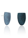 Teal Snakeskin Shield Studs Creative Dexterity: Side and Front