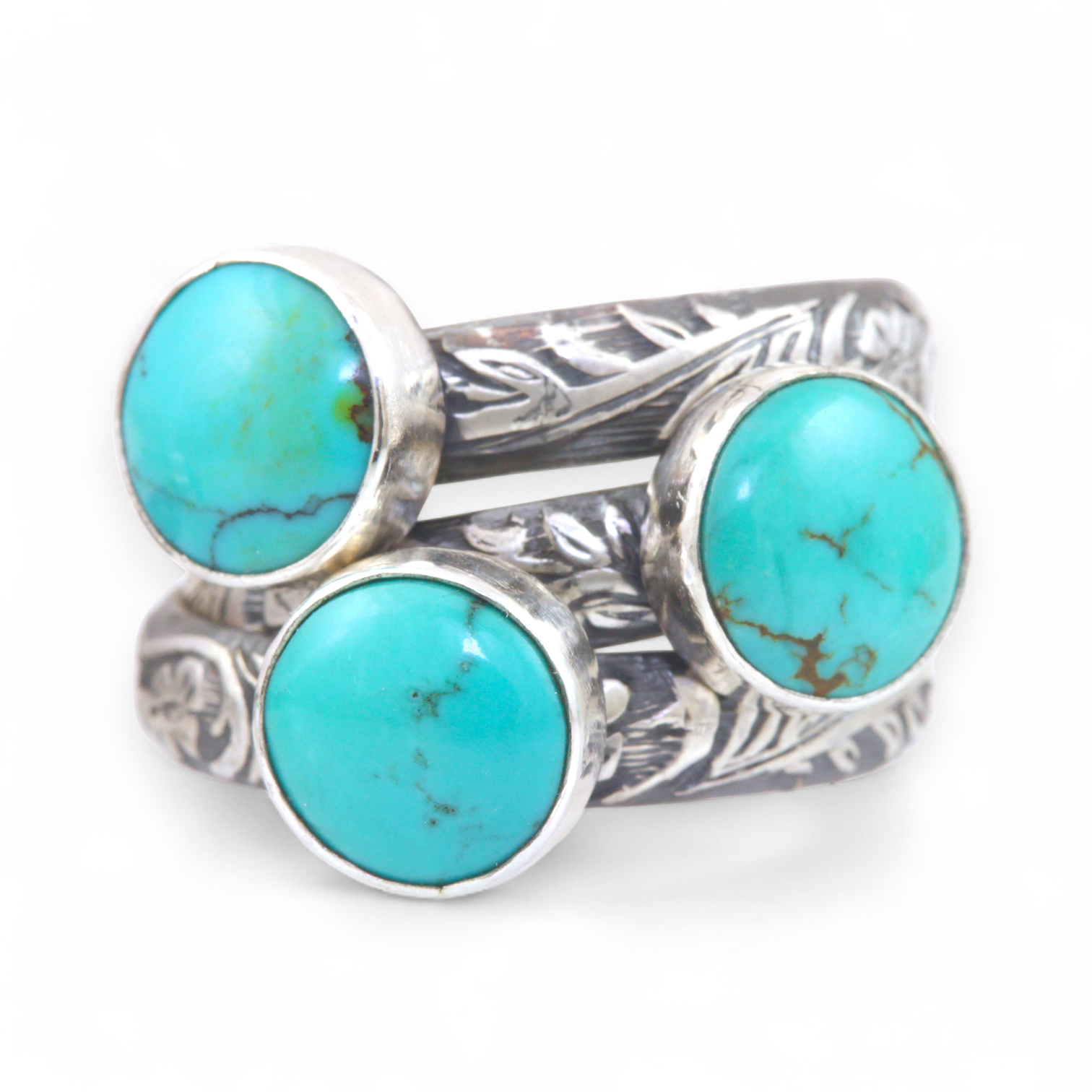 Botanical Turquoise Rings: Size 7 - 9.5