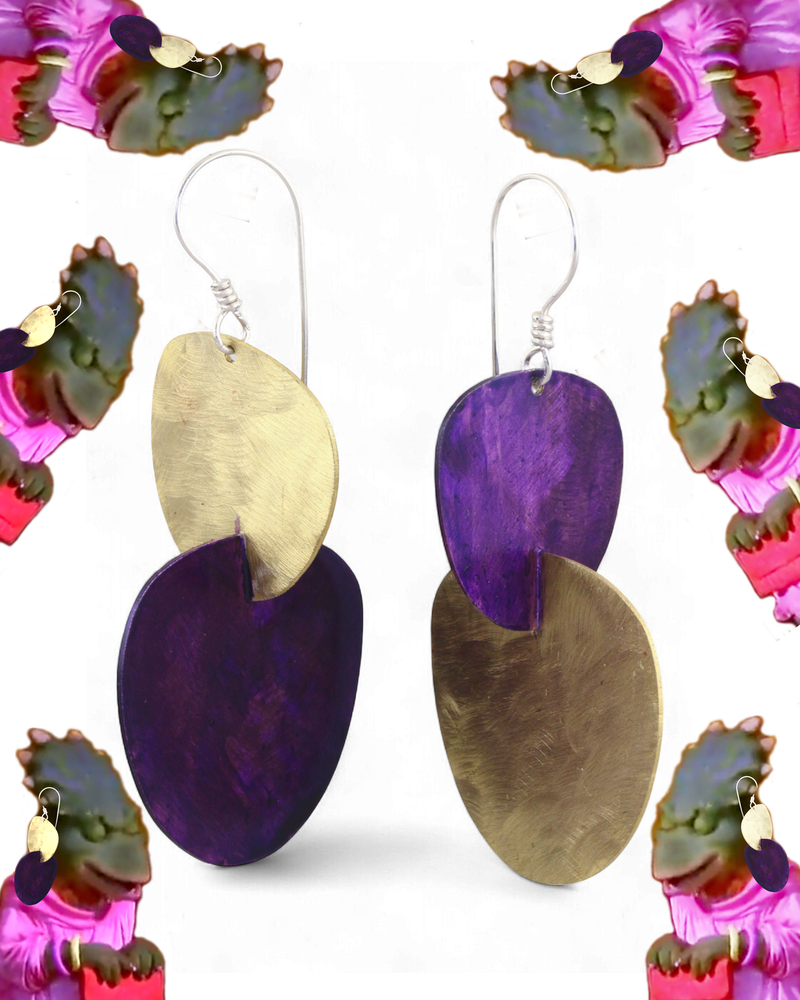Creative Dexterity's Character Fashion Meme: Charline Sinclair from Dinosaurs (TV 1991) wearing Complementary: Yellow Brass Purple Patina Dangles.