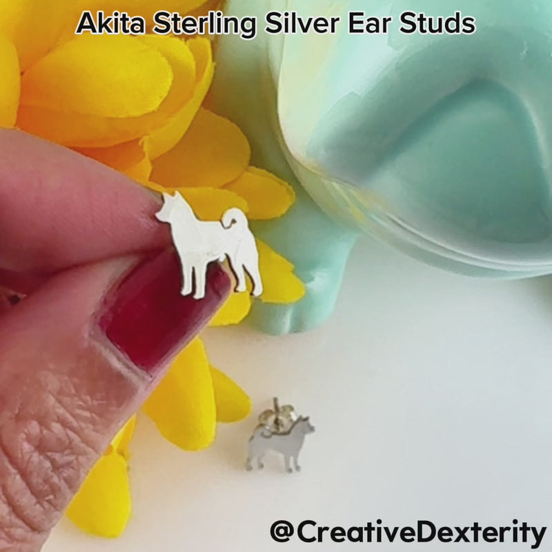 Video of Akita Sterling Silver Stud Earrings