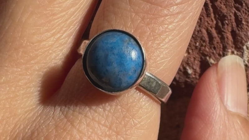 Short Video of artist modeling the Lapis Ring Size 6.5