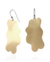 Pair of handmade and designed brass earrings on a white background. Back View. v3
