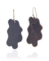 Pair of handmade and designed copper earrings on a white background. Back and Front View. v4-small size