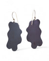 Pair of handmade and designed copper earrings on a white background. Back View. v4-small size