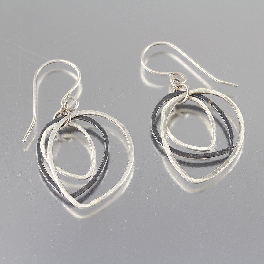 Two-Toned Teardrop Shape Sterling Dangles Forged Creative Dexterity