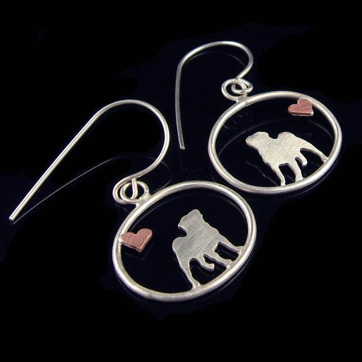 Pug Dangle Earrings with Heart ♥ Creative Dexterity