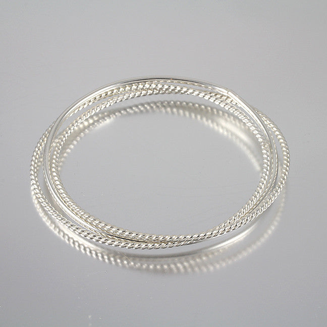 Triple Interlocked Sterling Bangles Creative Dexterity