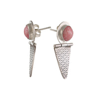 Hinged Ear Studs with Pink Glass Bead