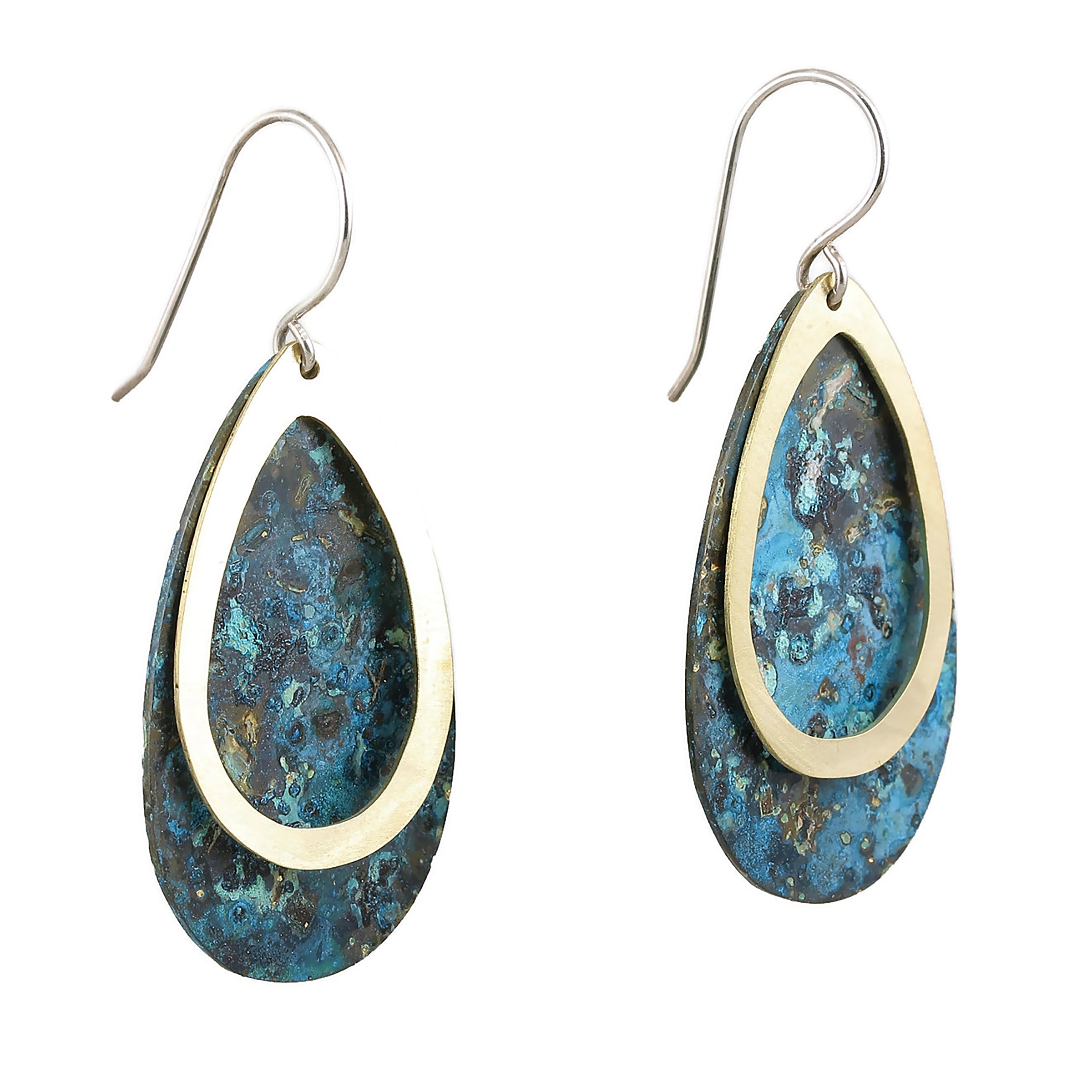 Patina: Lucious Blue and Brass TeardropDangles