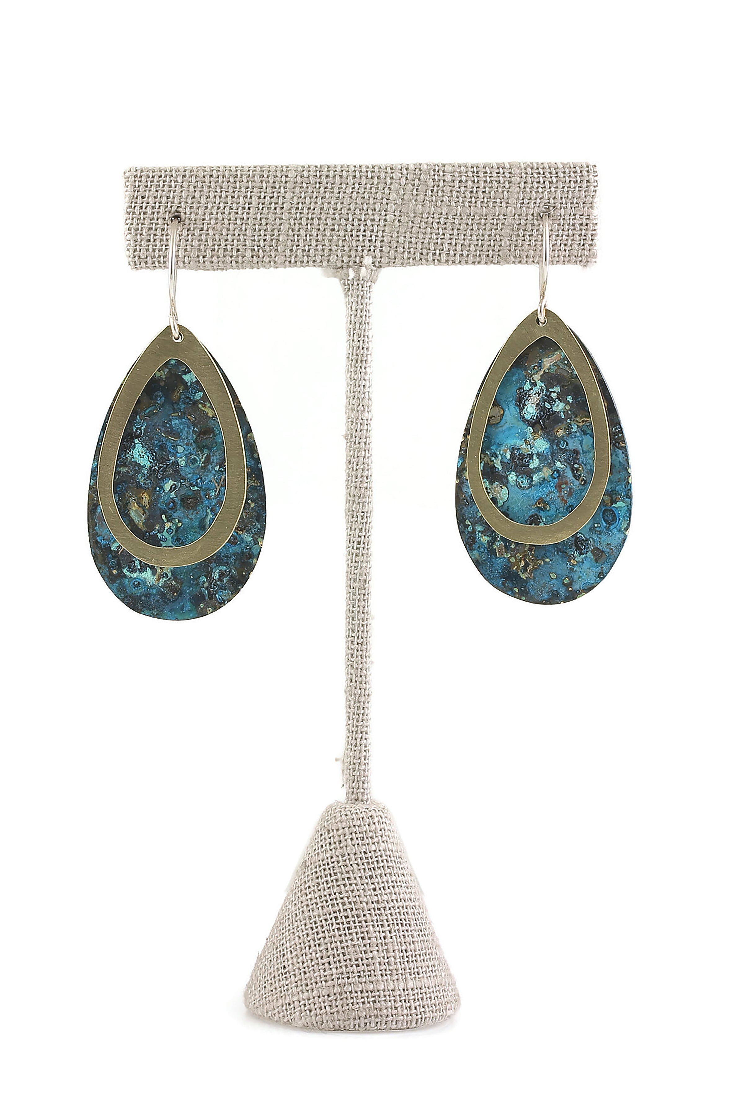Patina: Lucious Blue and Brass TeardropDangles