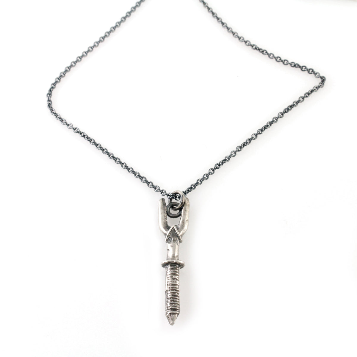 Cast Vintage Action Figure Accessory, Silver Knife Pendant Necklace Creative Dexterity