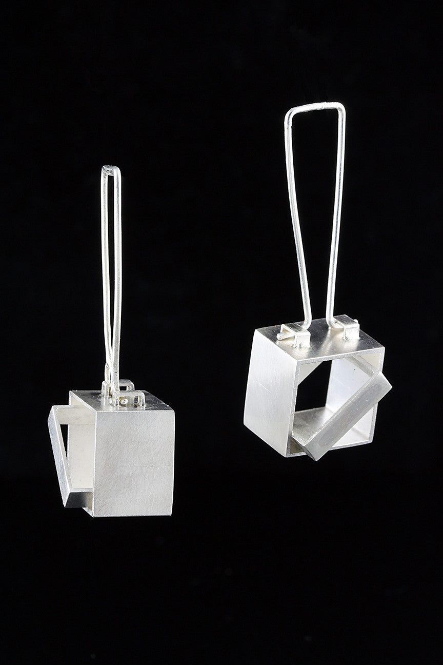 Sculptural Cube Drop Earrings