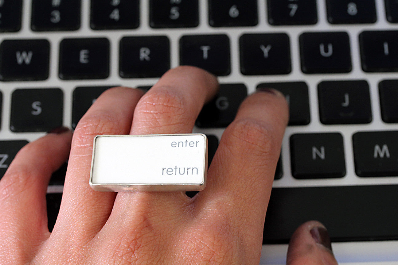 Enter Return Computer Key Ring - Sterling Silver Macbook Key Jewelry ...