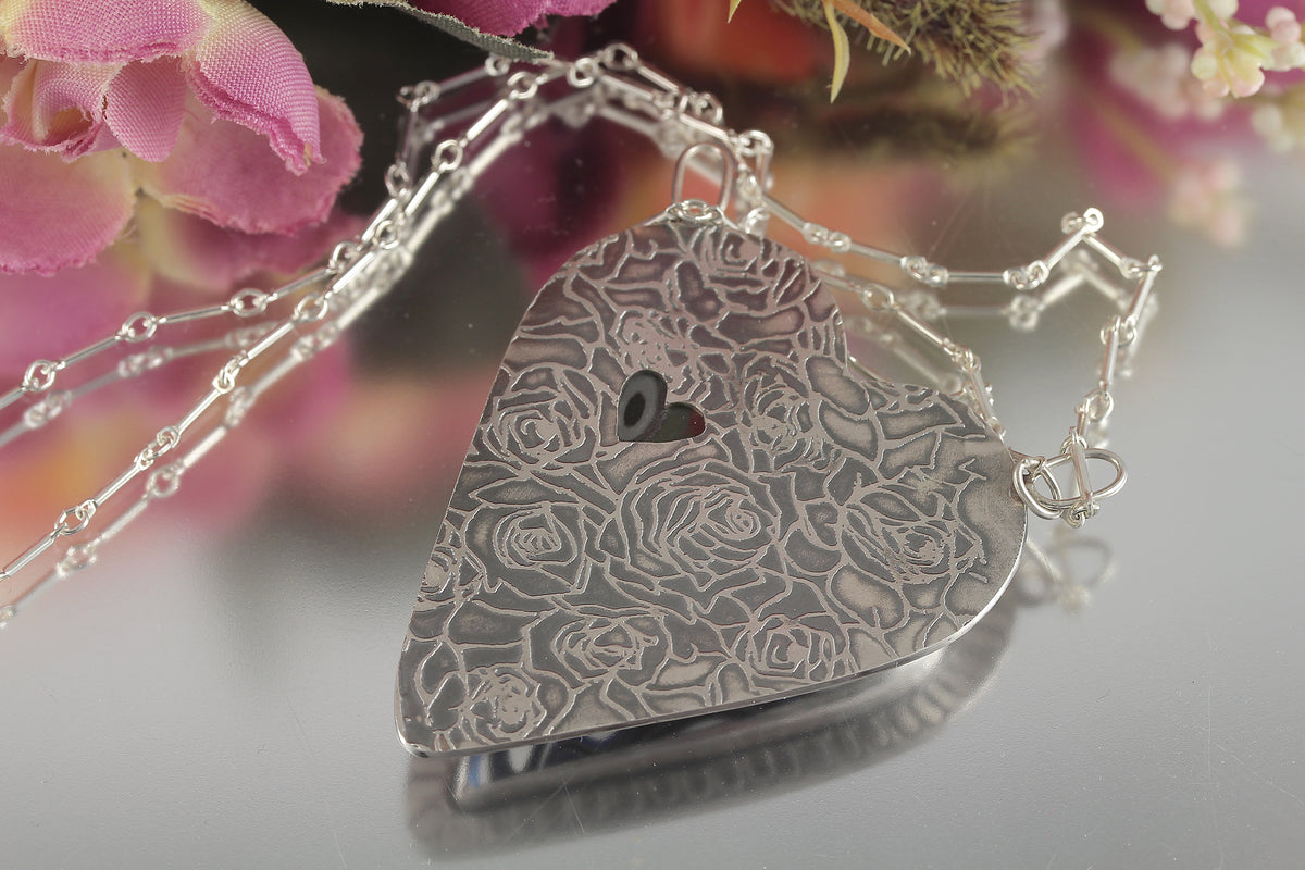 Fordite Blue Heart Rose Pendant Creative Dexterity