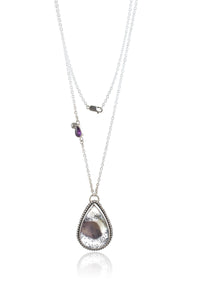 Dendritic and Amethyst Teardrop with Frenchie Peekaboo Pendant