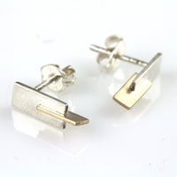 Slice - Silver and 14k Gold Accent Earring Studs
