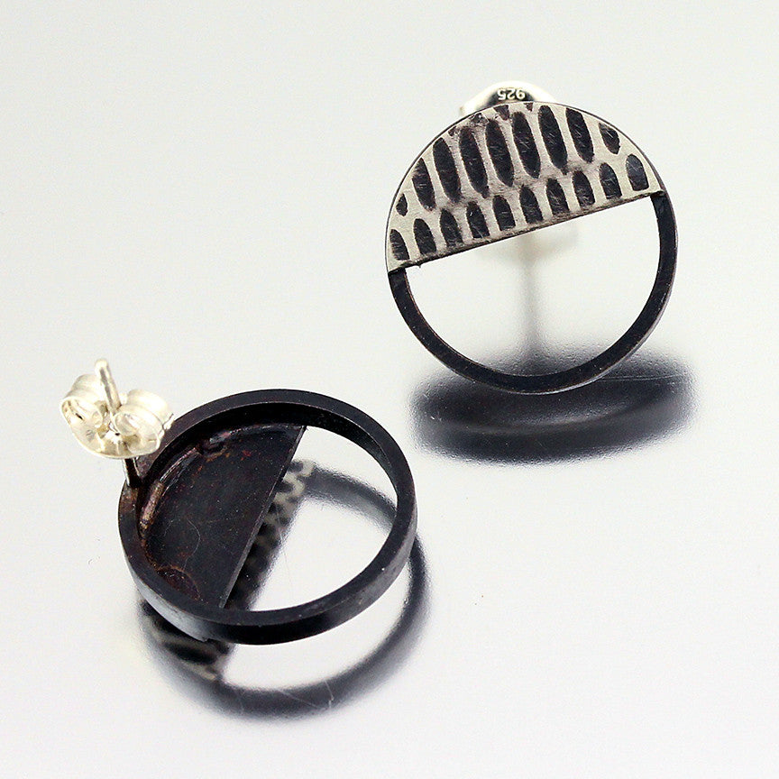 Half Moon Oxidized Circle Studs Creative Dexterity