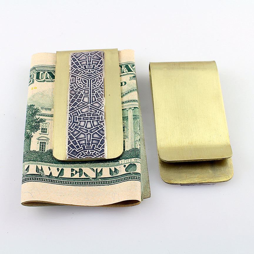 Brass with Sterling Pattern Money Clip