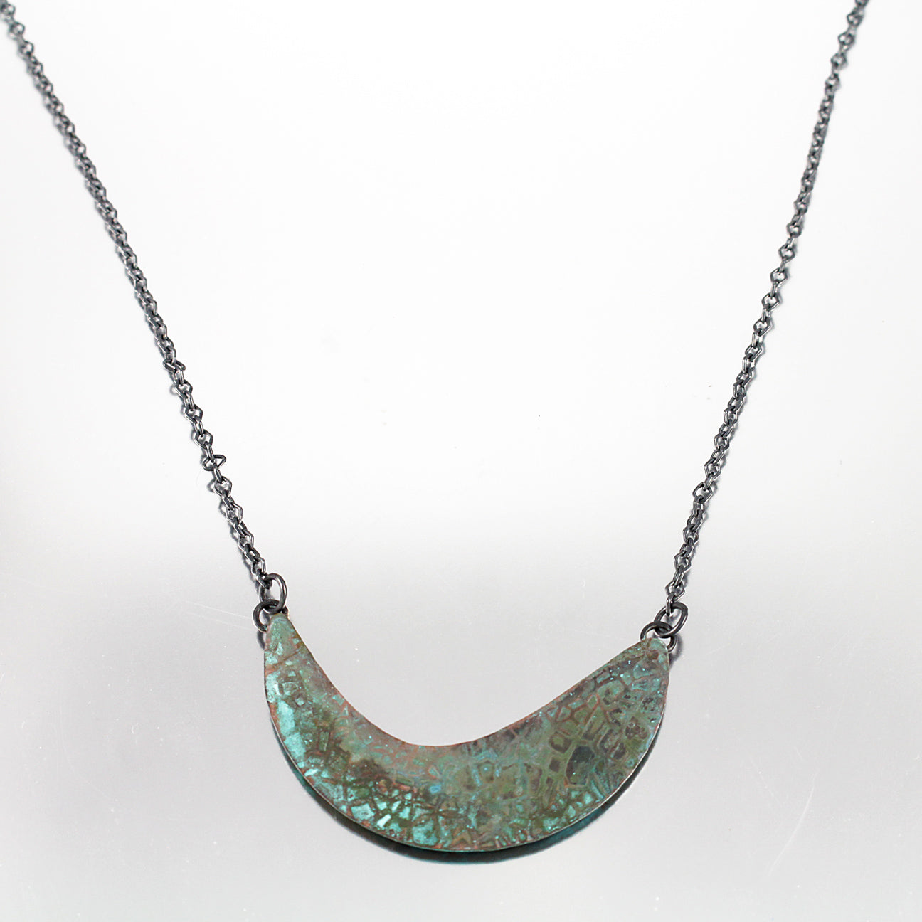 Patina: Rustic Sea Green-Jade Textured Modern Necklace