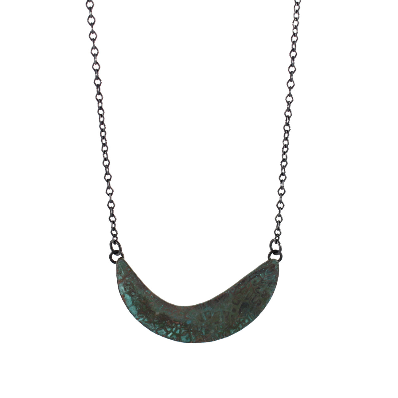 Patina: Rustic Sea Green-Jade Textured Modern Necklace