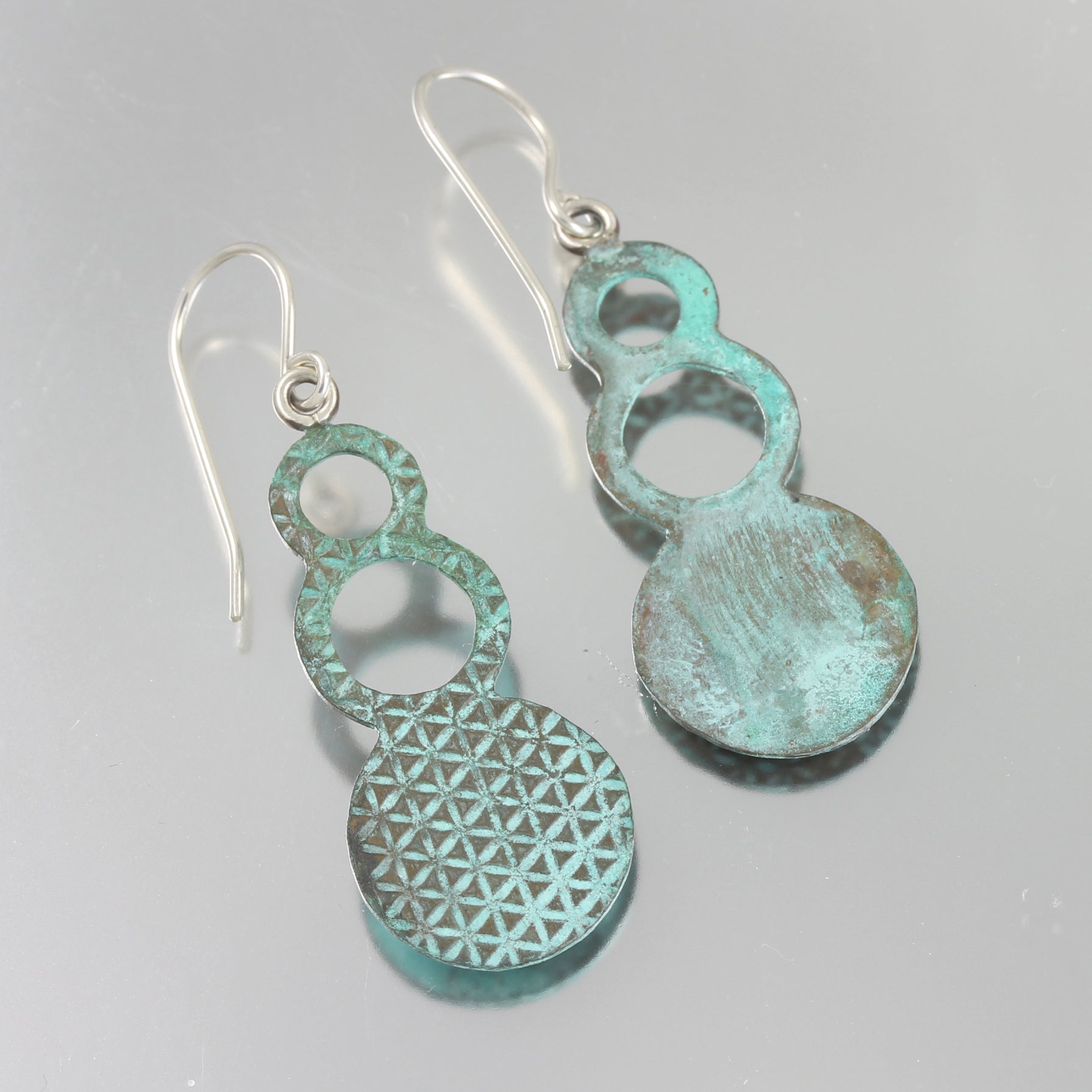 Patina: Rustic Aqua-Cyan-Green Bubble Dangles