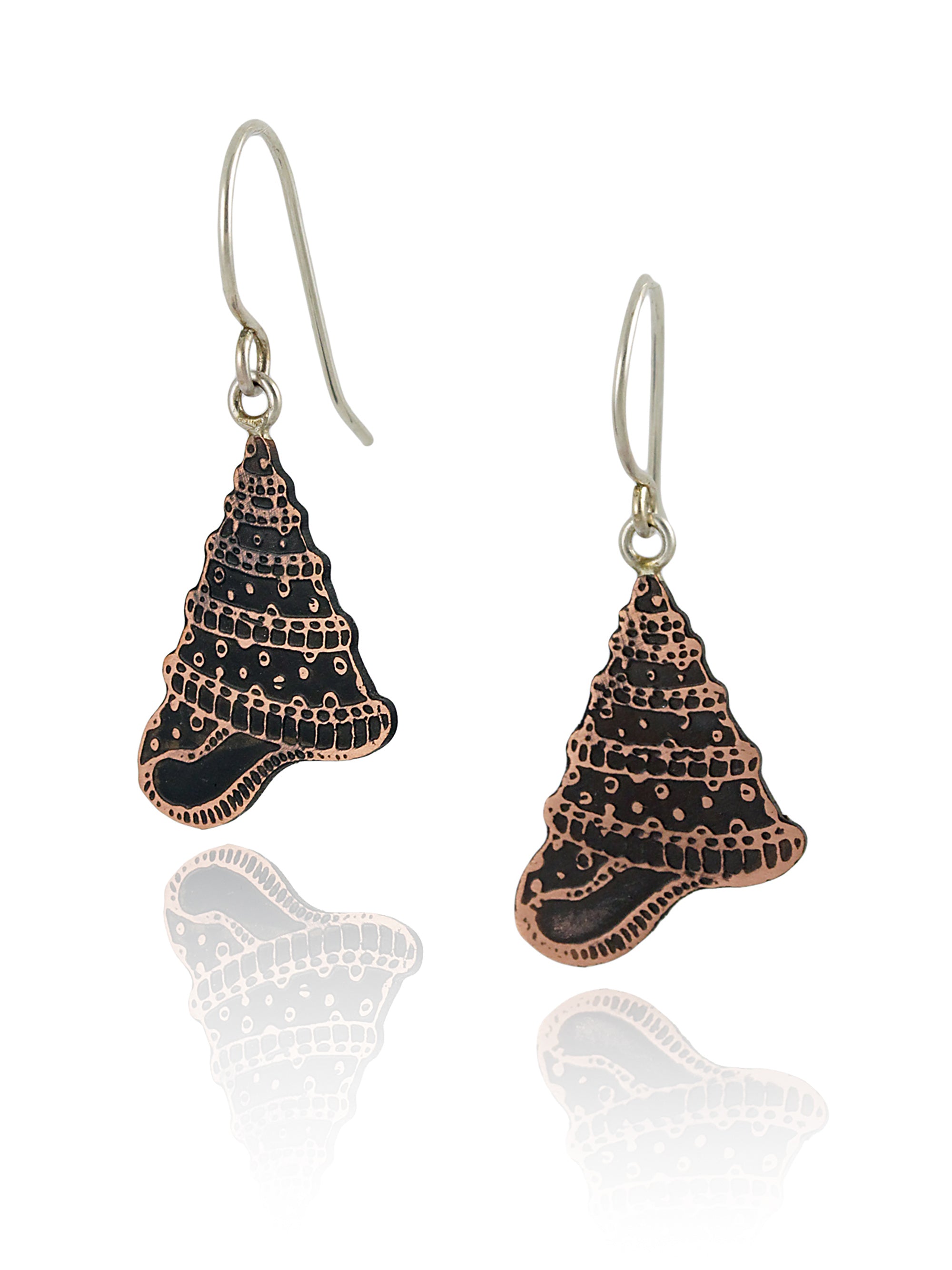 Conical Seashell Copper Dangle Earrings