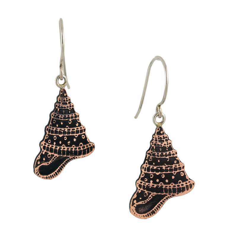 Conical Seashell Copper Dangle Earrings