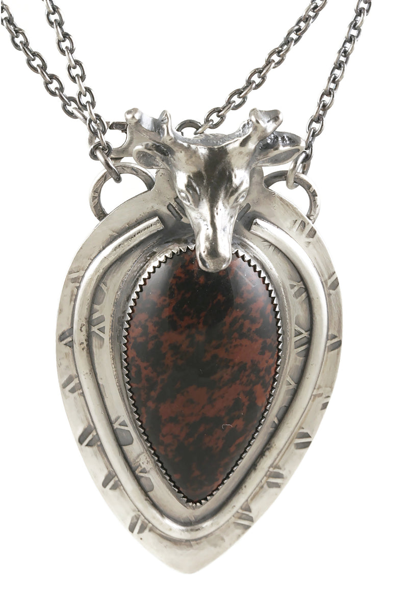 “SweetTooth” Young Stag Pendant with Obsidian