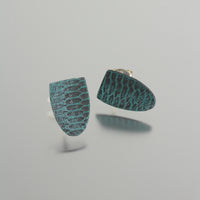 Teal Snakeskin Shield Studs Creative Dexterity: Front and Side