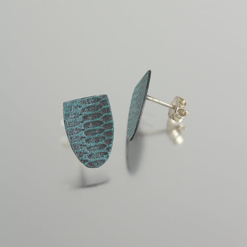 Teal Snakeskin Shield Studs Creative Dexterity: Font and Side-Back