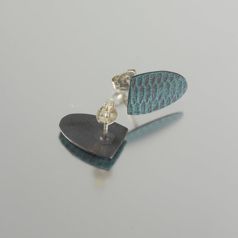 Teal Snakeskin Shield Studs Creative Dexterity: Back and Side