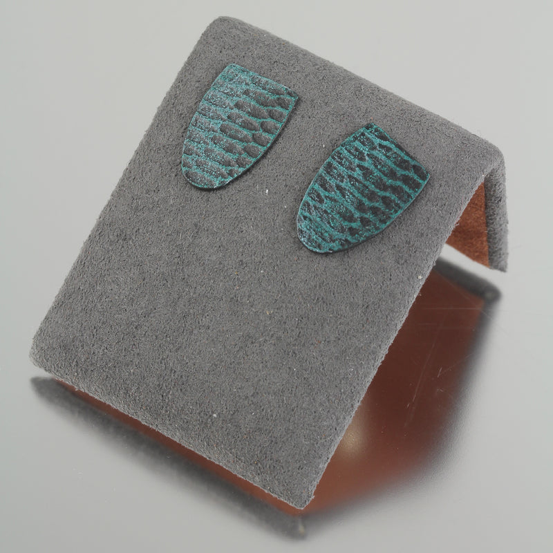 Teal Snakeskin Shield Studs Creative Dexterity: Front