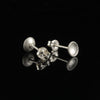 Handmade tiny domed cup sterling silver stud earrings - back and side view. 