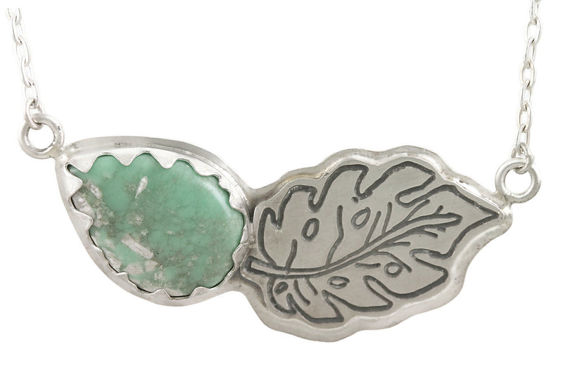 Monstera Leaf with Variscite Pendant