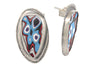 Red, Blue, White and Black Fordite Cab Studs