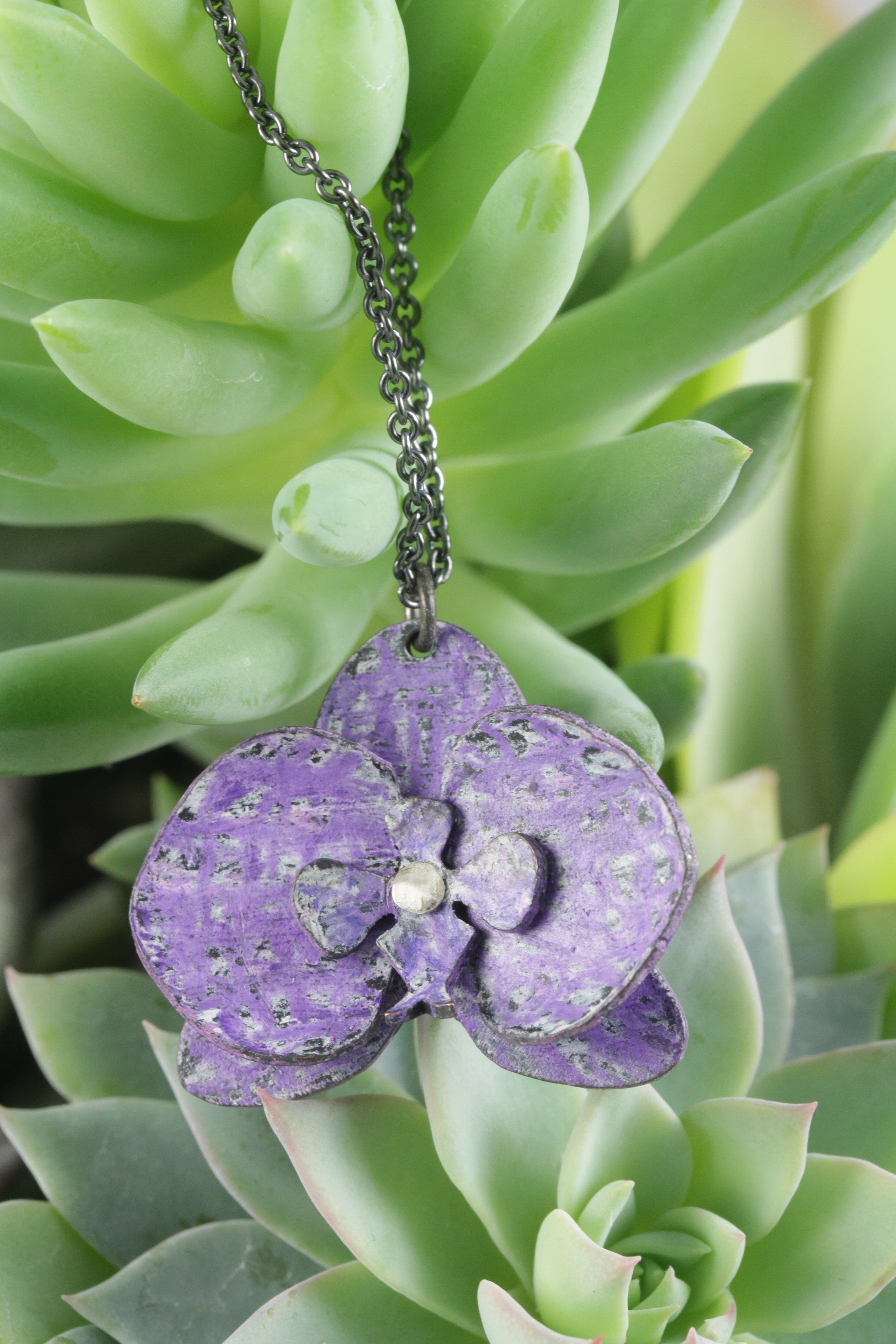 Orchid Pendant: Purple Flower